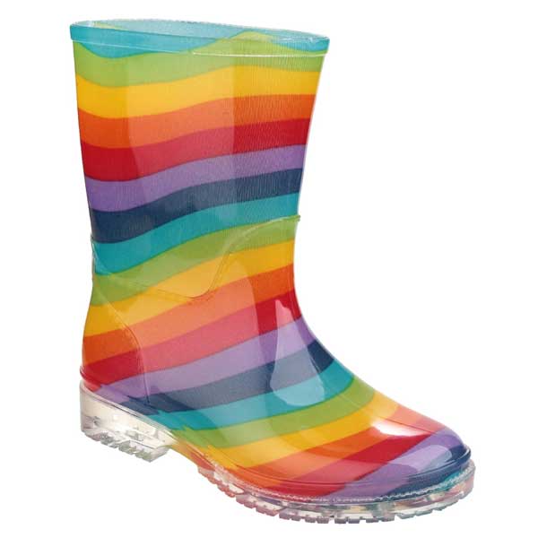 PVC Kids Wellingtons Football Rainbow [18182] (NO GTIN)