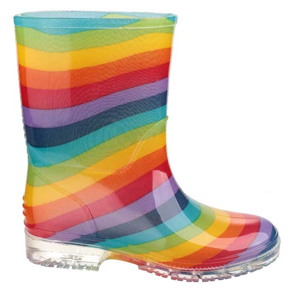 PVC Kids Wellingtons Football Rainbow [18182] (NO GTIN)