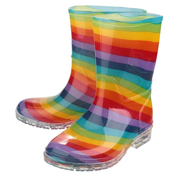 PVC Kids Wellingtons Football Rainbow [18182] (NO GTIN)