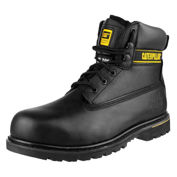 Slip resistance Cat Holton Goodyear Welted Safety Shoes(Black) 