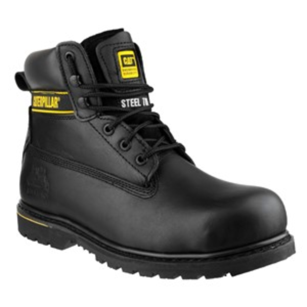 Slip resistance Cat Holton Goodyear Welted Safety Shoes(Black) 